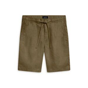 NEW Bugatchi Drawstring Linen Shorts OLIVE SIZE S / 100% AUTHENTIC